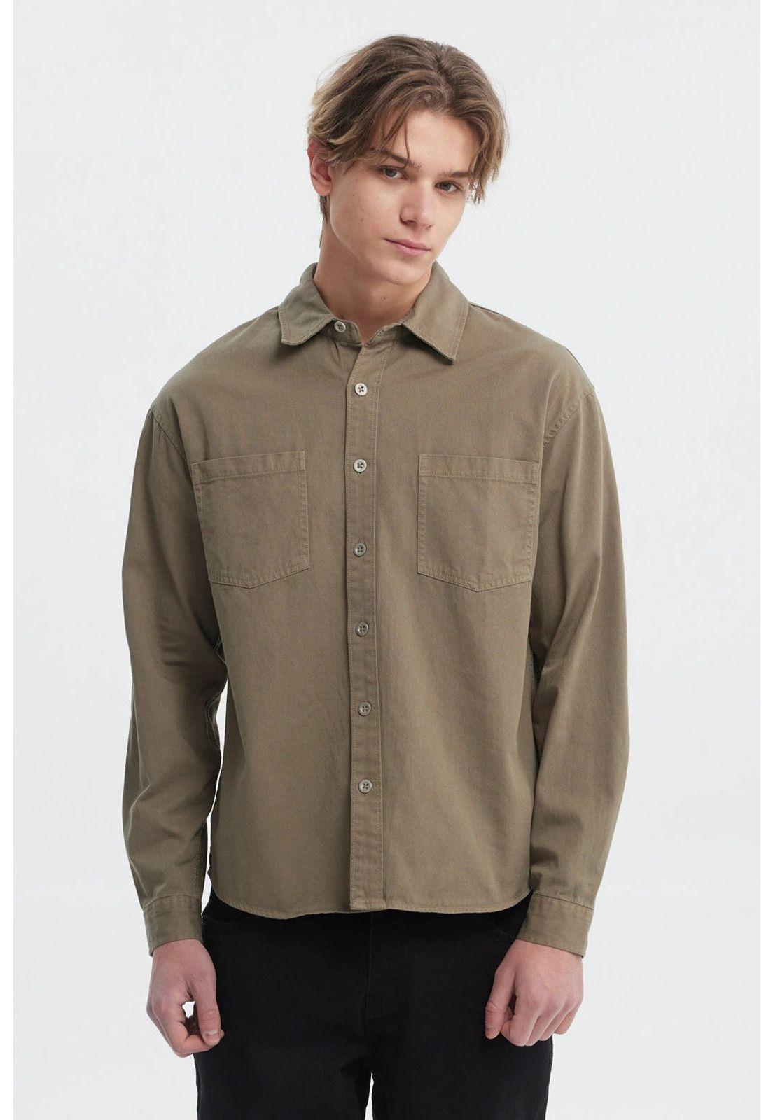 Camisa Hombre Sobrecamisa Verde Militar-0