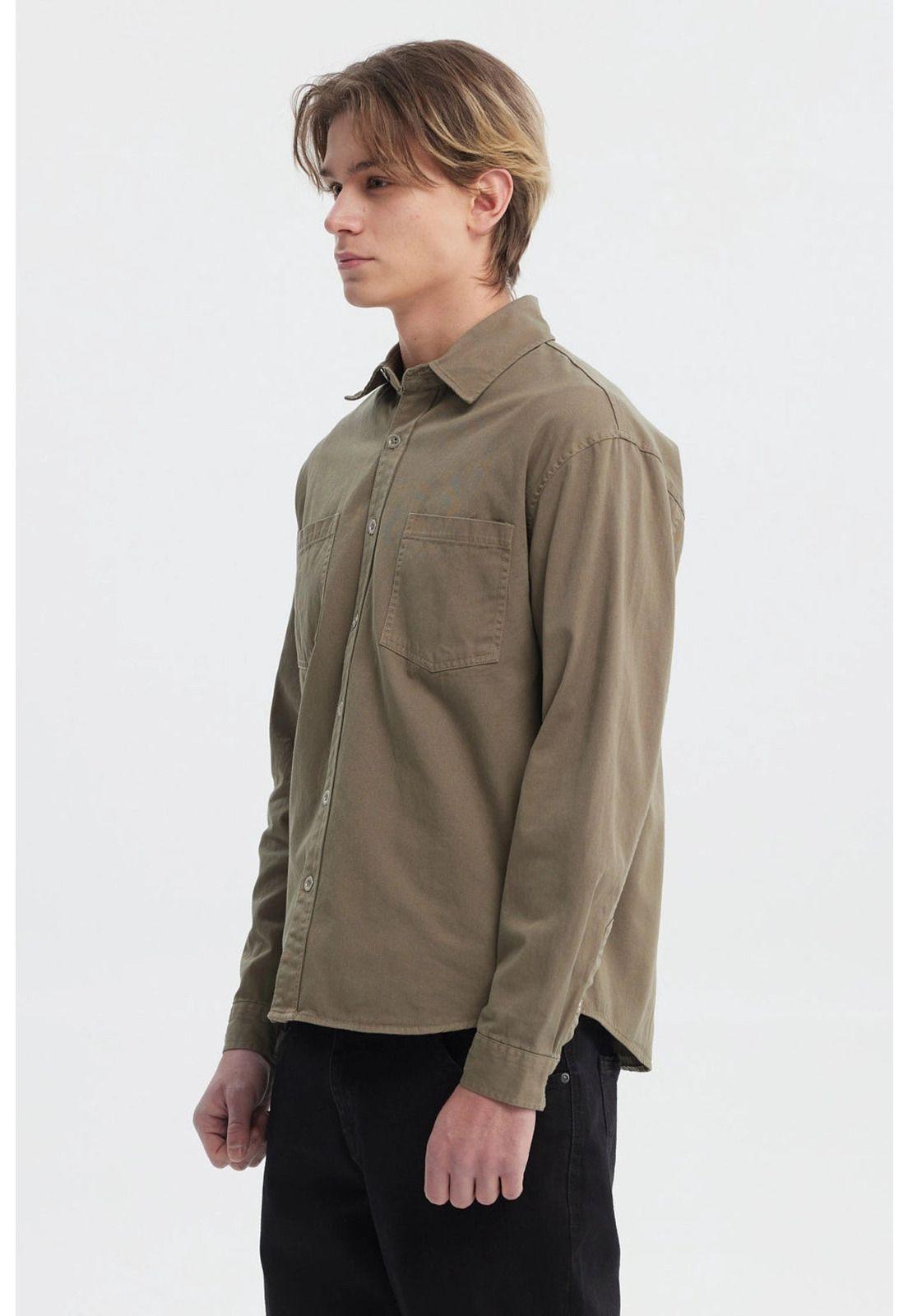 Camisa Hombre Sobrecamisa Verde Militar-1