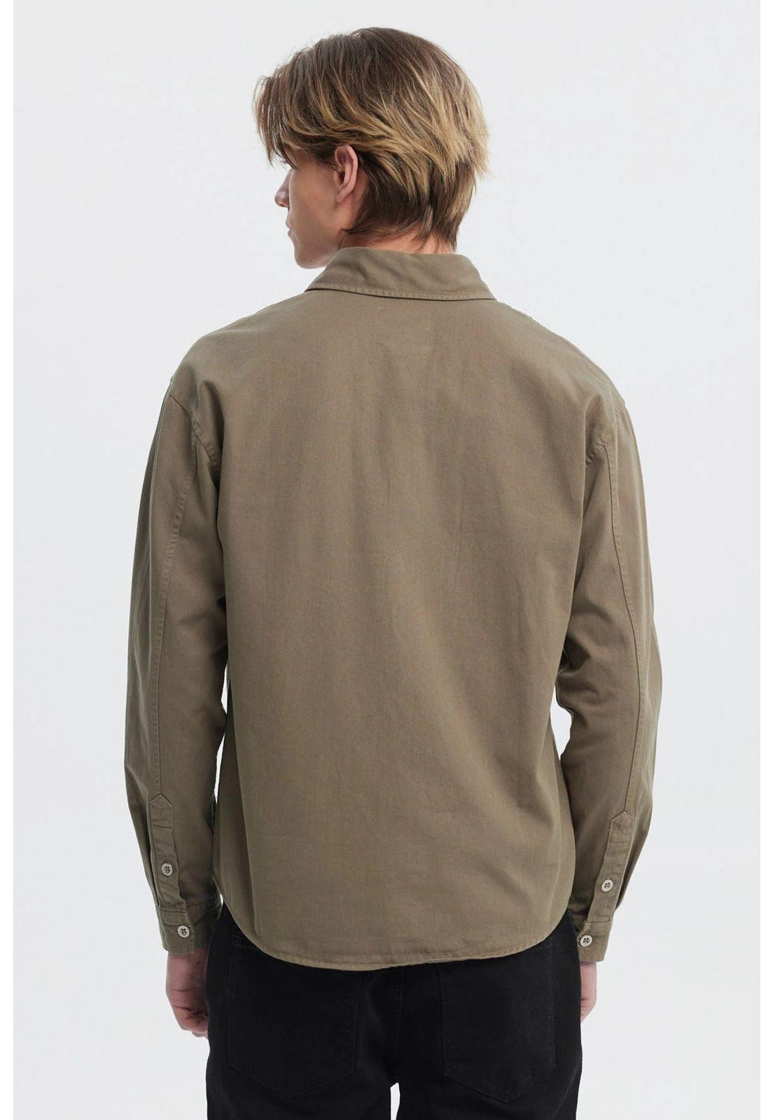 Camisa Hombre Sobrecamisa Verde Militar-2