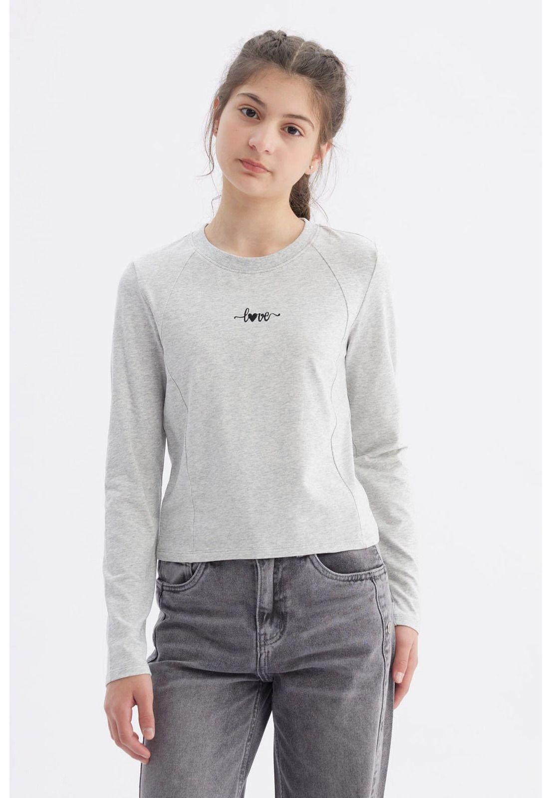 Polera Niña Costuras Gris Melange-0