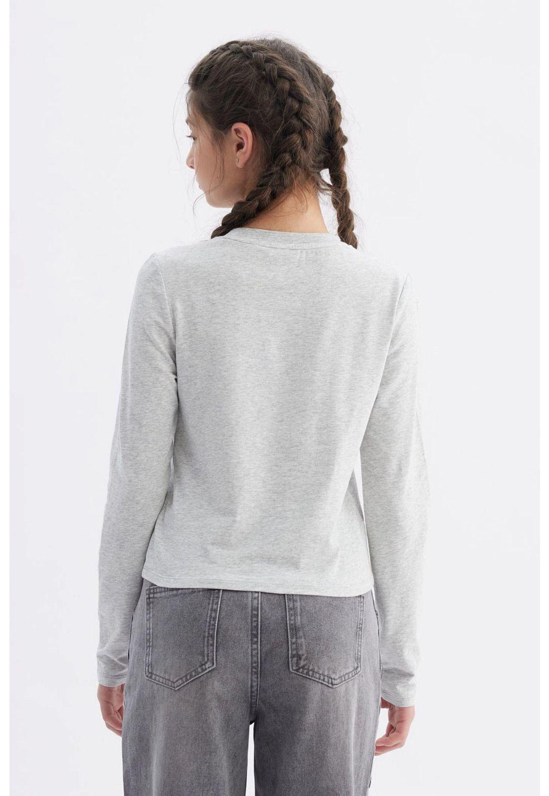 Polera Niña Costuras Gris Melange-2