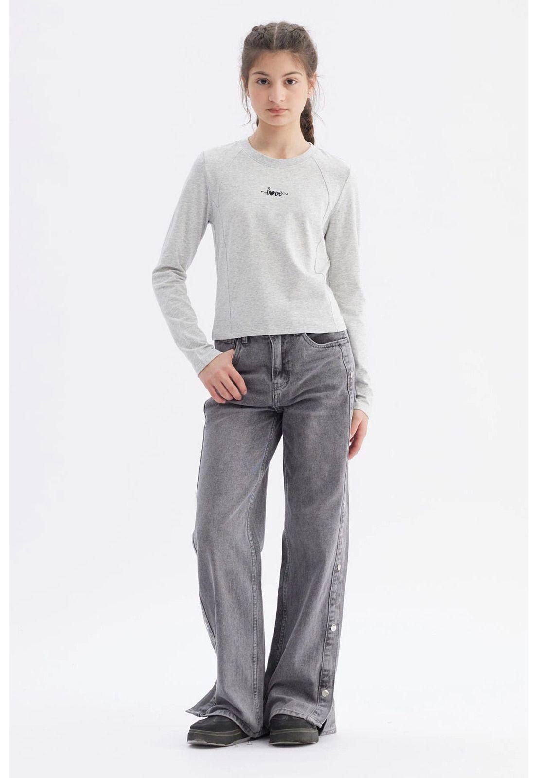 Polera Niña Costuras Gris Melange-3