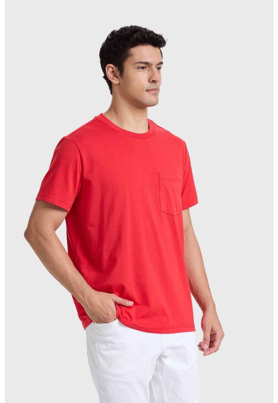 Polera Hombre Básica Con Bolsillo Rojo Italiano-1