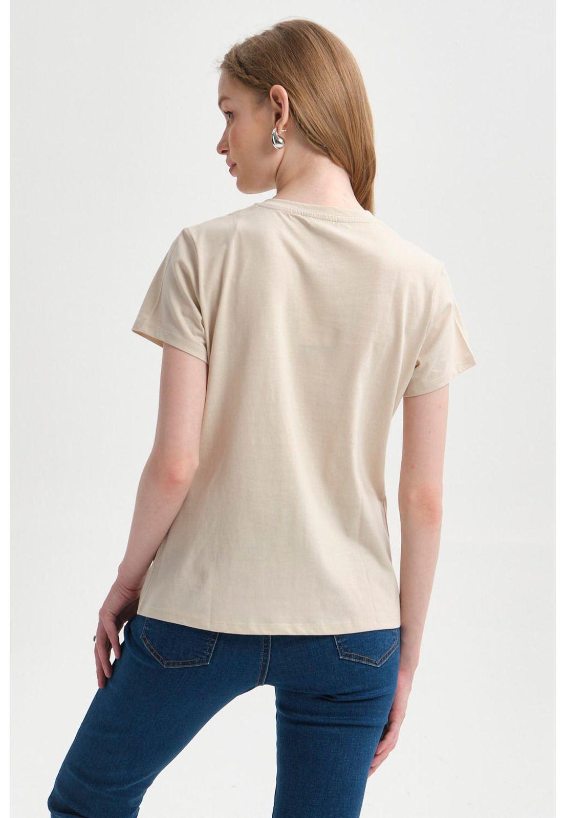 Polera Mujer Básica Print Beige Claro-2