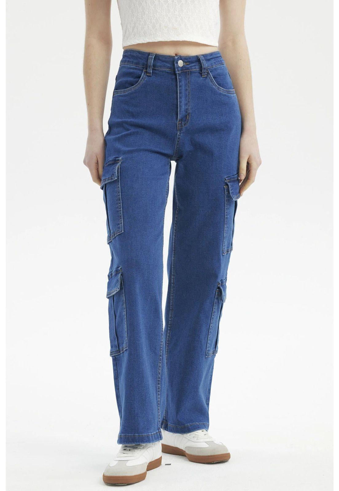 Jeans Mujer Calce Recto Azul - lll-0