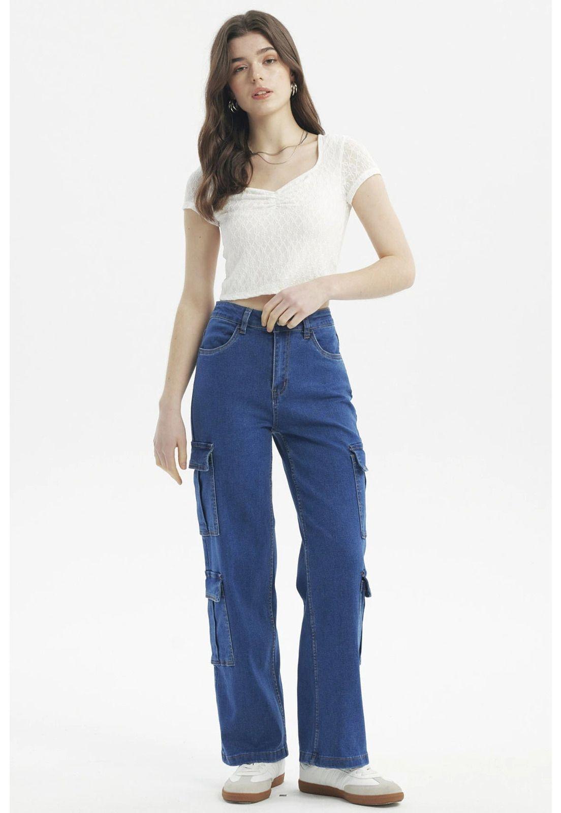 Jeans Mujer Calce Recto Azul - lll-3