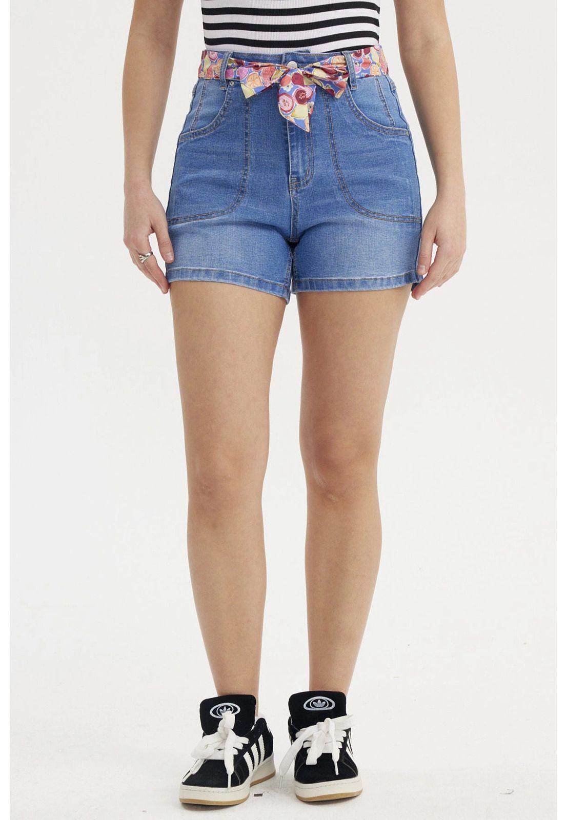 Short Mujer Mom Pañuelo Azul Claro-0