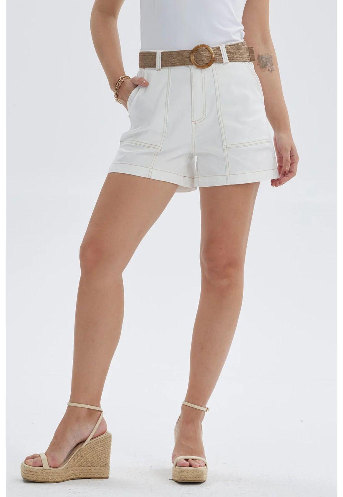 Short Mujer Con Cinturón Crudo - ll-0