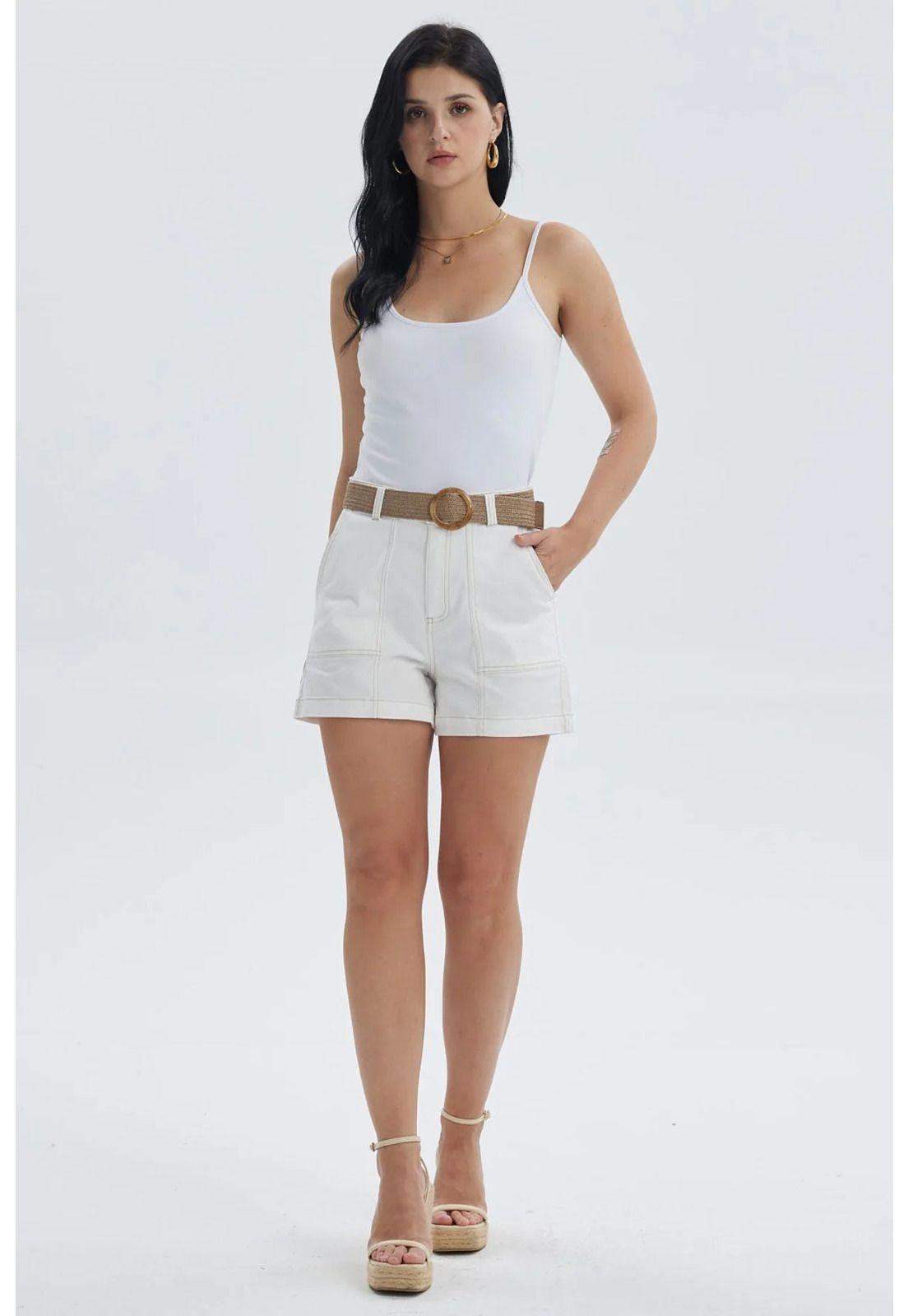 Short Mujer Con Cinturón Crudo - ll-3