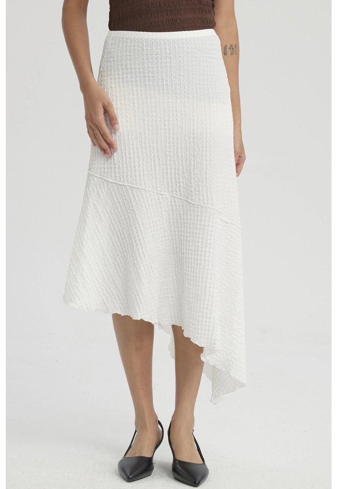 Falda Mujer Larga Textura Basta Diagonal Crudo-0