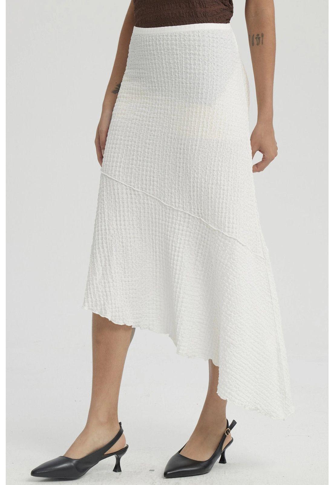 Falda Mujer Larga Textura Basta Diagonal Crudo-5