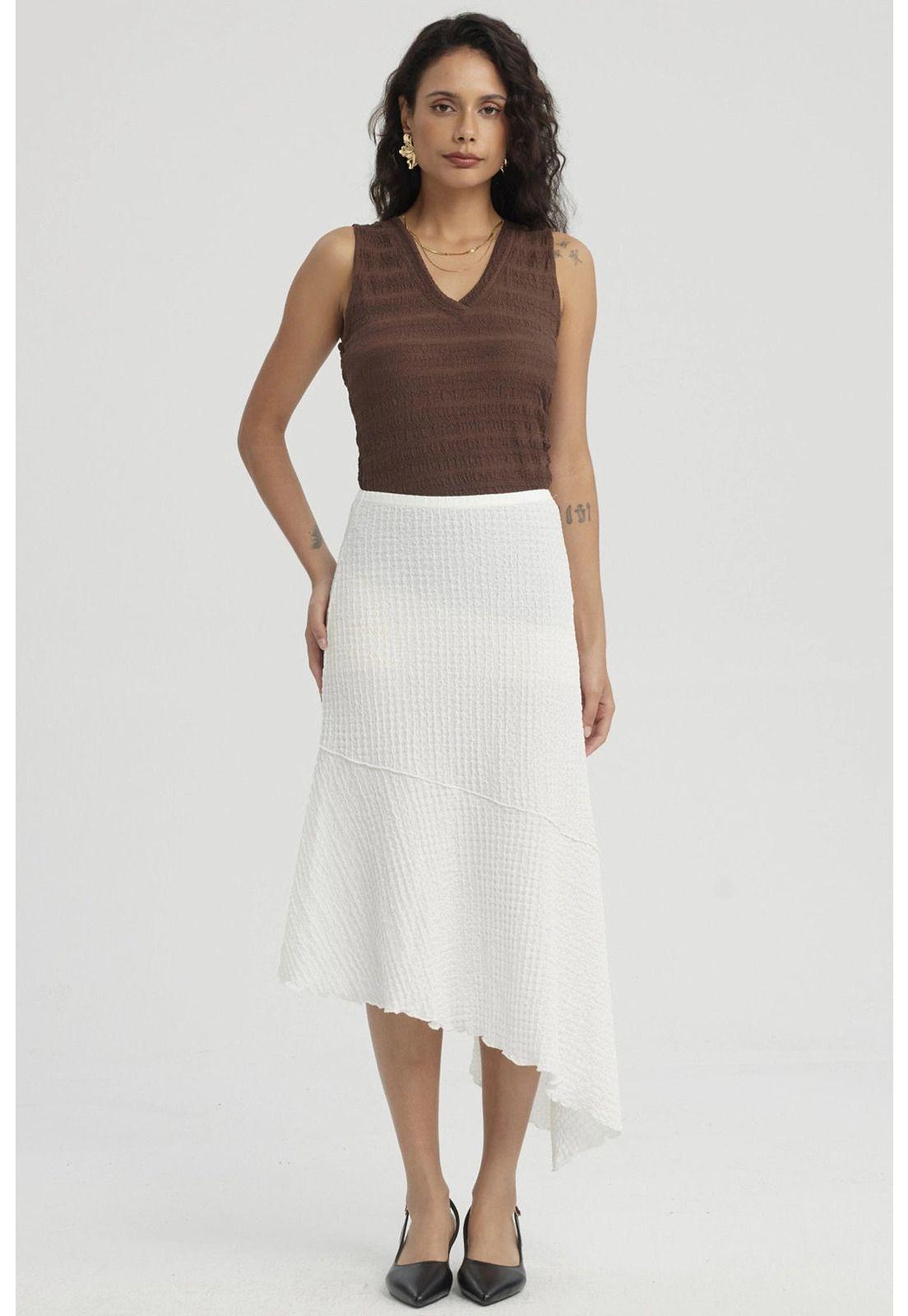 Falda Mujer Larga Textura Basta Diagonal Crudo-7