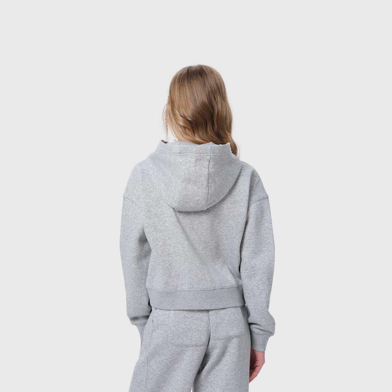 Polerón Niña Print Full Zipper Gris Melange-2