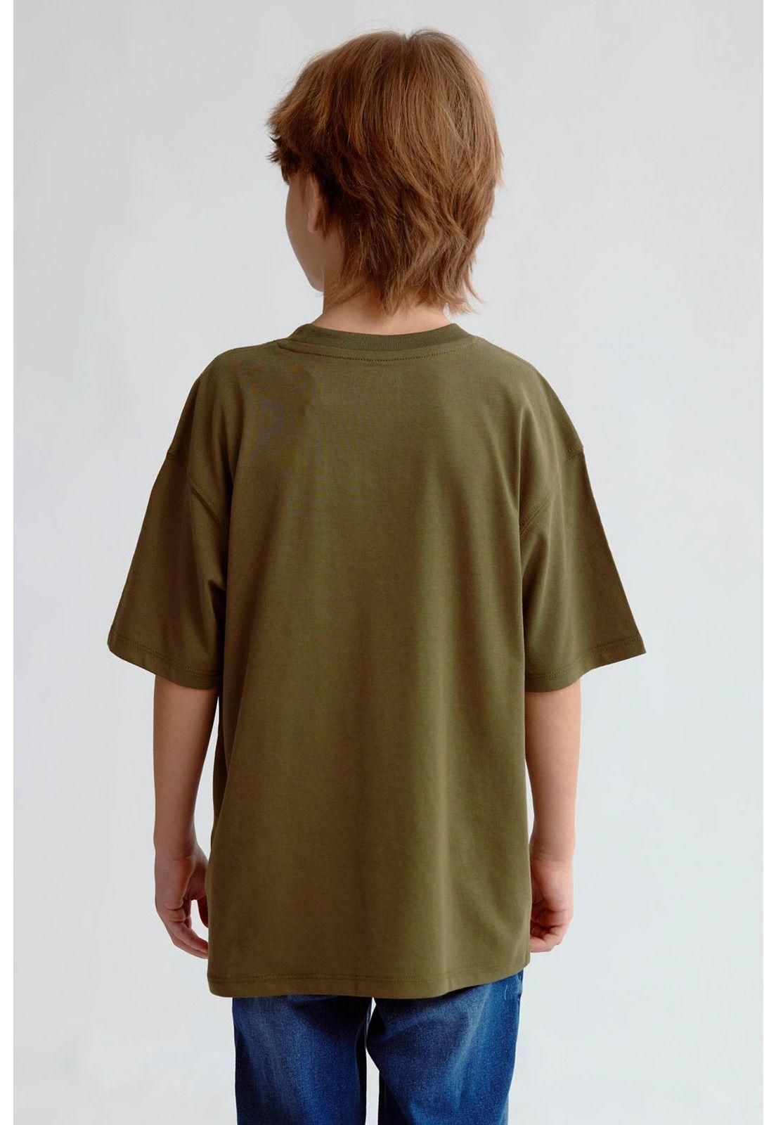 Polera Niño Bordado Y Parche Verde Militar-2