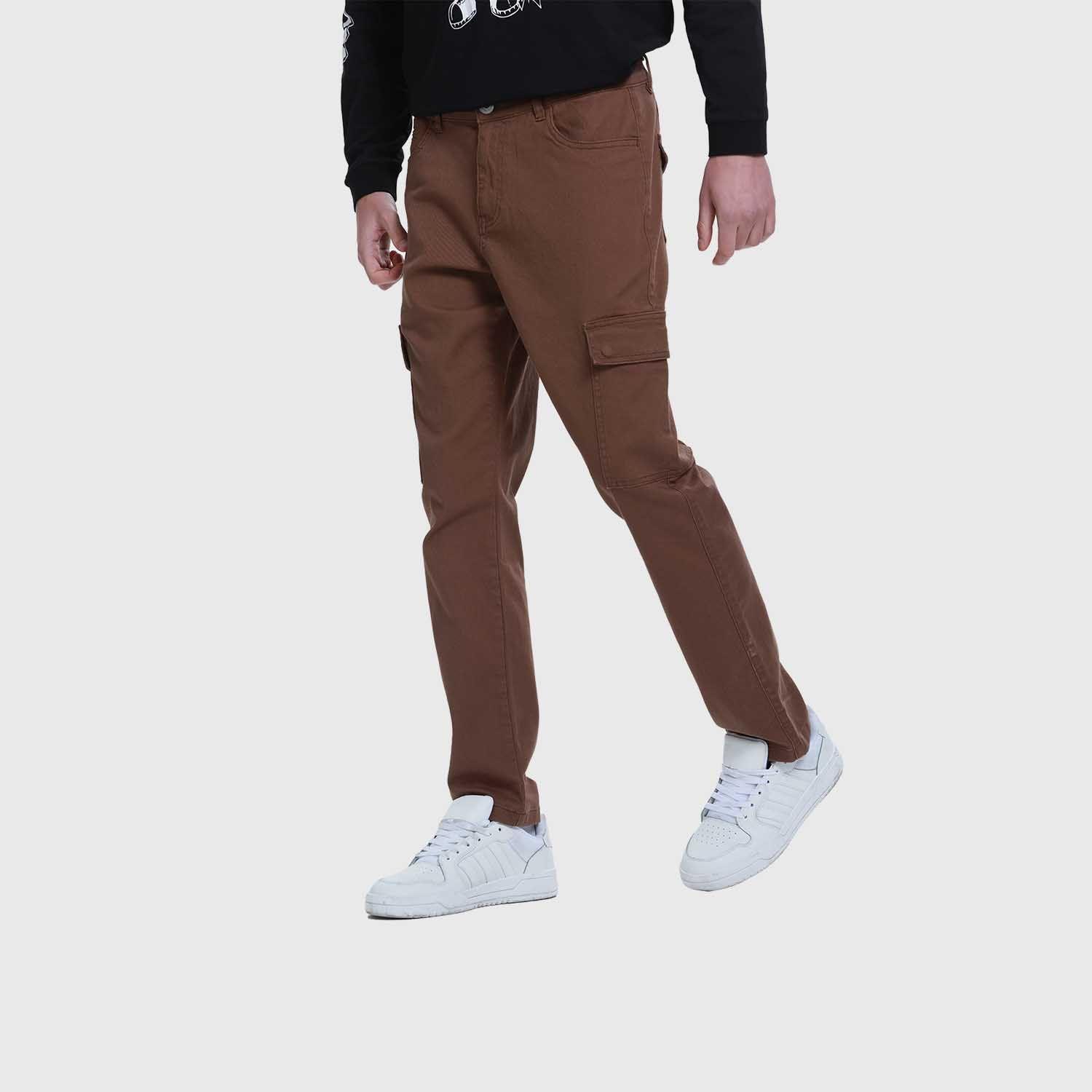 Jeans Hombre Slim Cargo Color Cafe-1