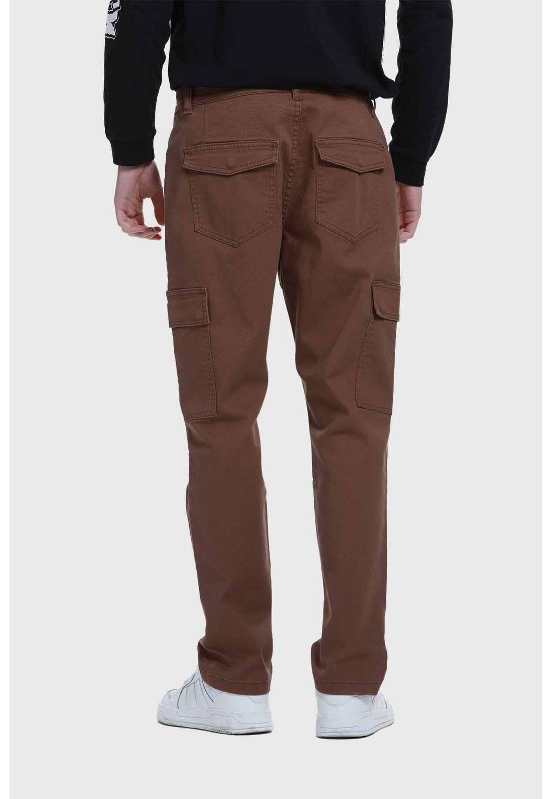 Jeans Hombre Slim Cargo Café-2