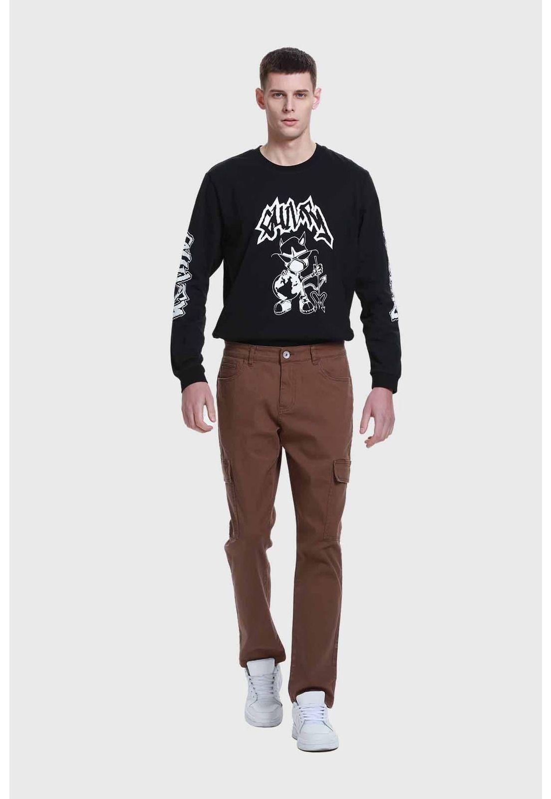 Jeans Hombre Slim Cargo Café-3