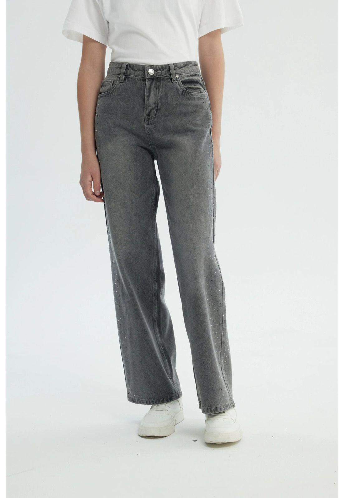 Jeans Niña Wide Leg Gris - ll-0