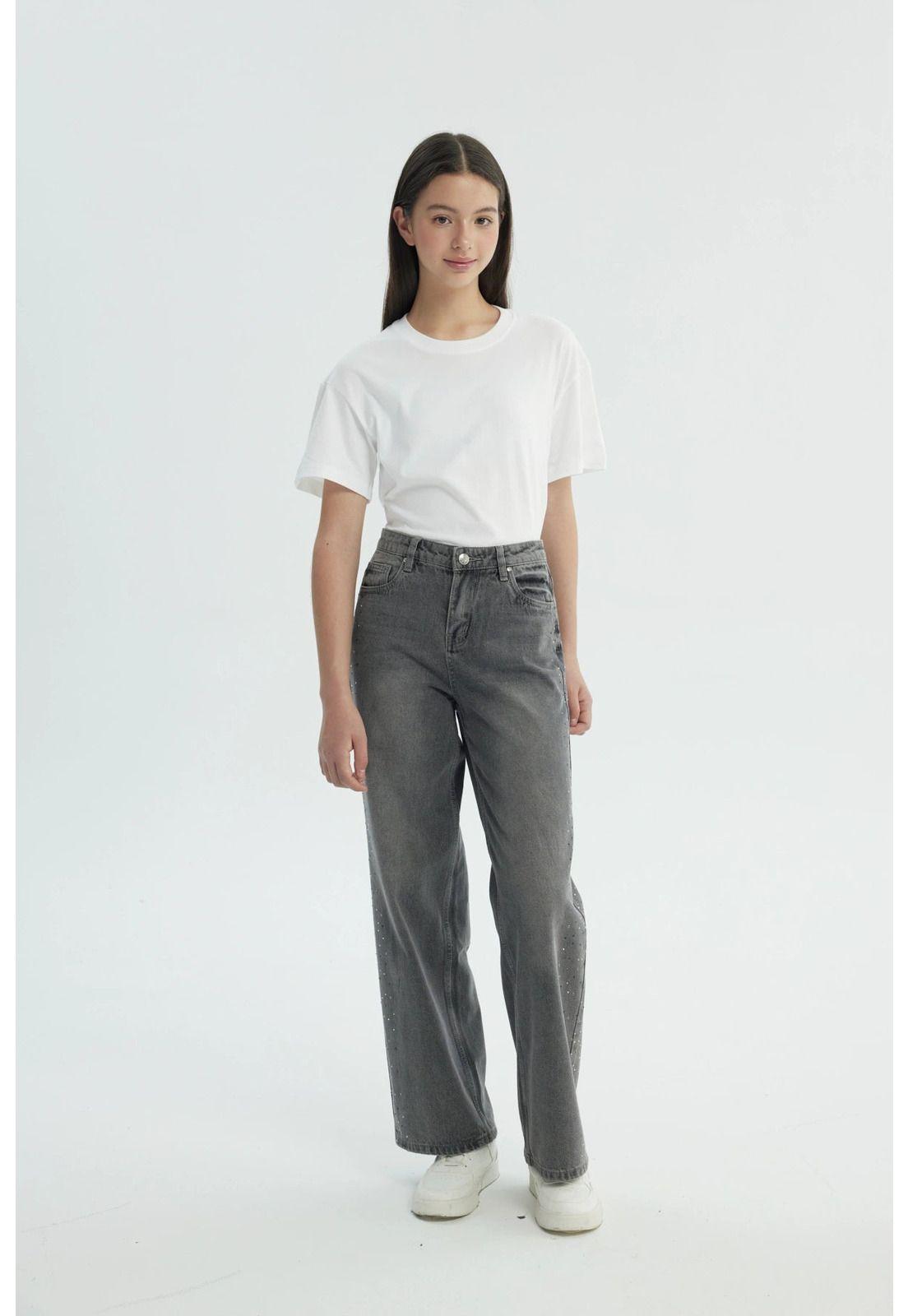 Jeans Niña Wide Leg Gris - ll-3