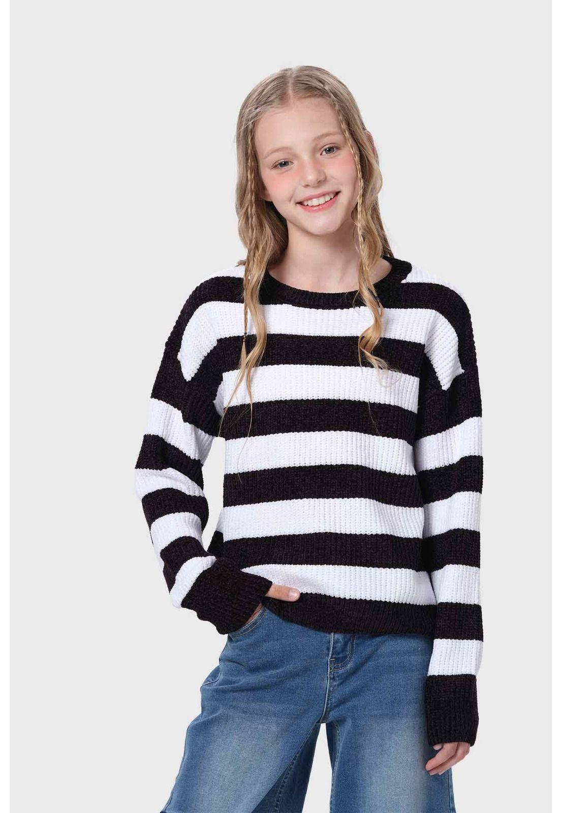 Sweater Niña Rayas Negro-0