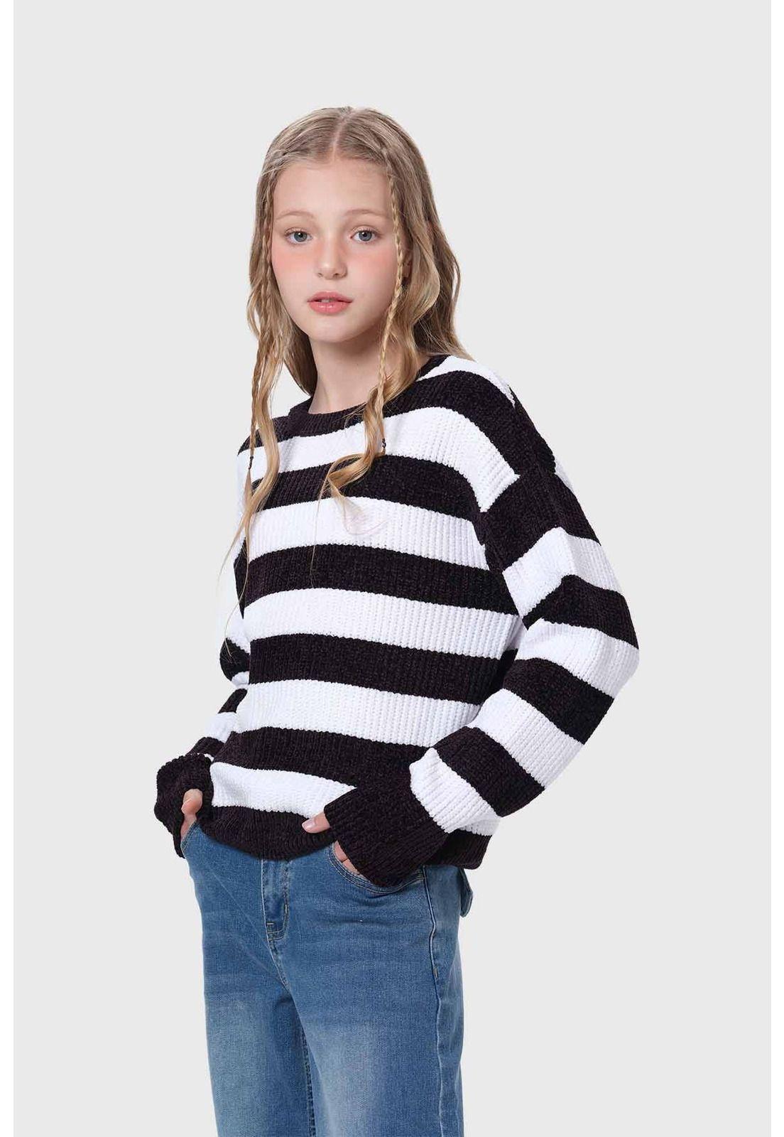 Sweater Niña Rayas Negro-1