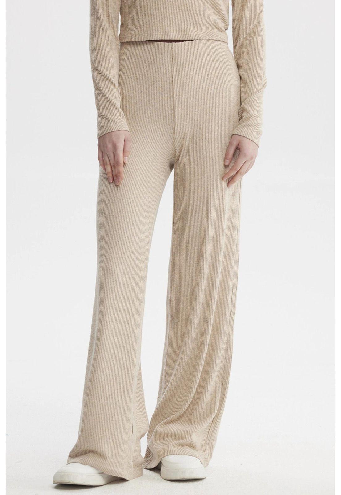 Pantalón Mujer Wide Leg Beige - lV-0