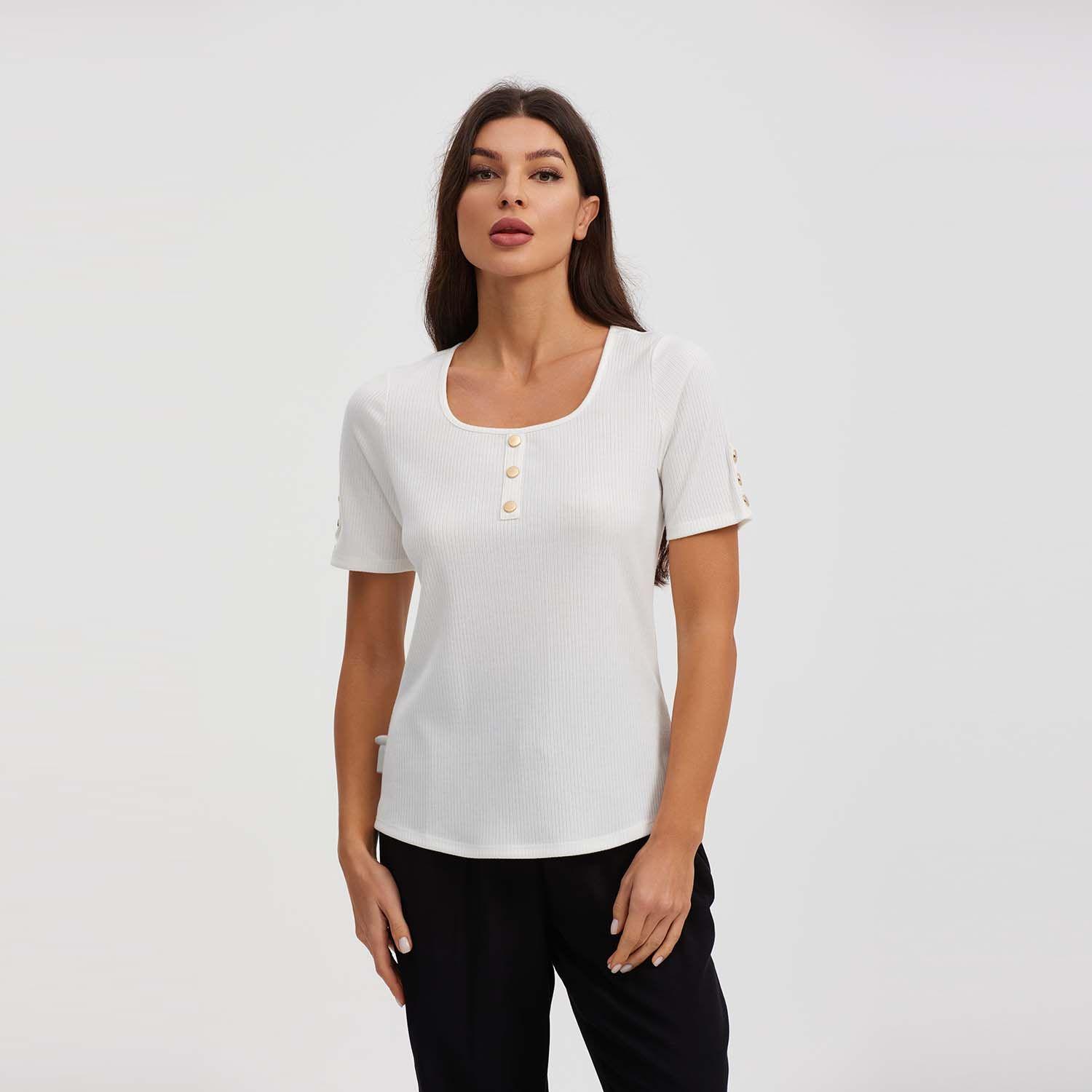 Polera Escote Cuadrado Crudo Mujer-0