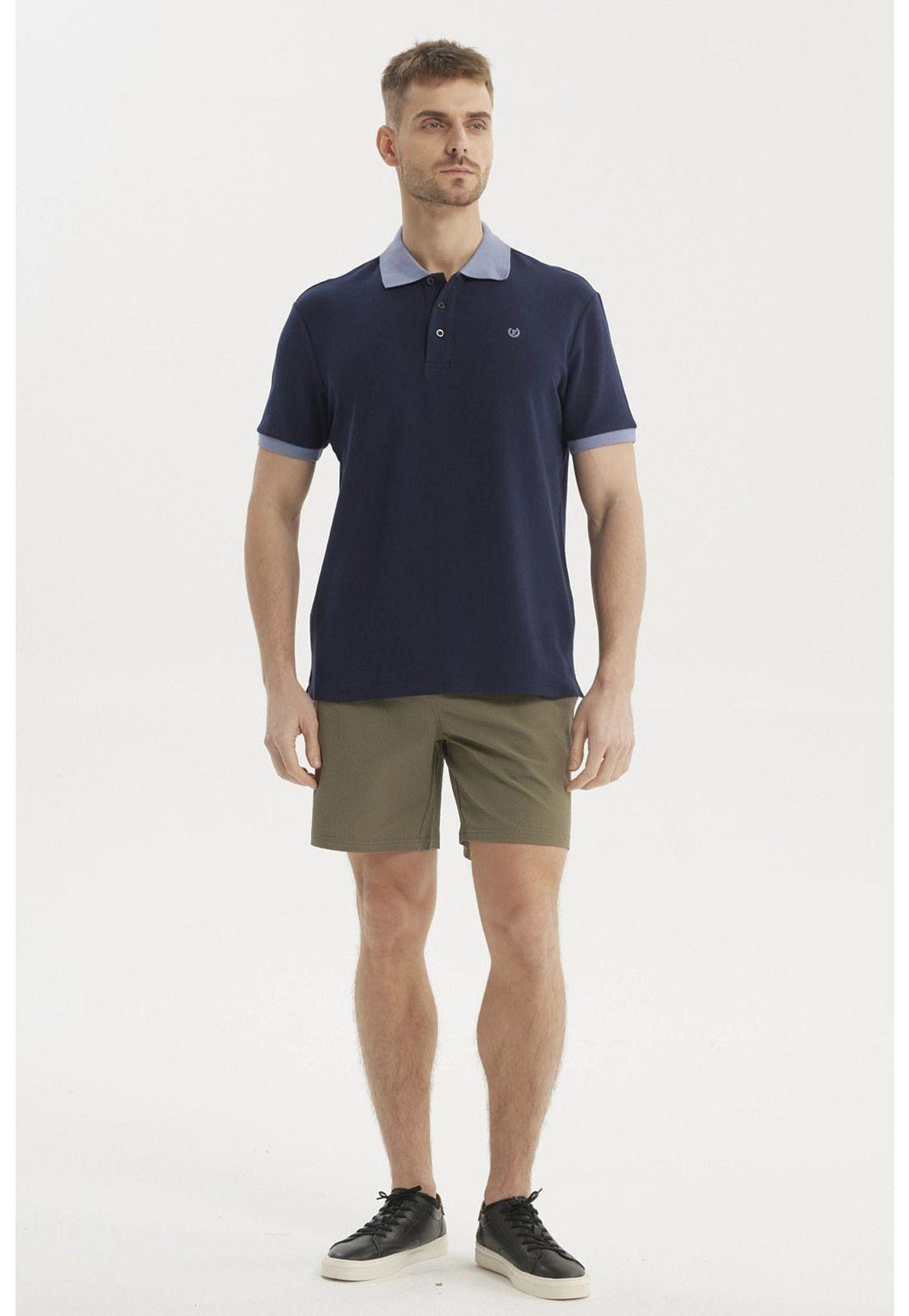 Polera Hombre Pique Wafle Con Botones Azul Marino-3