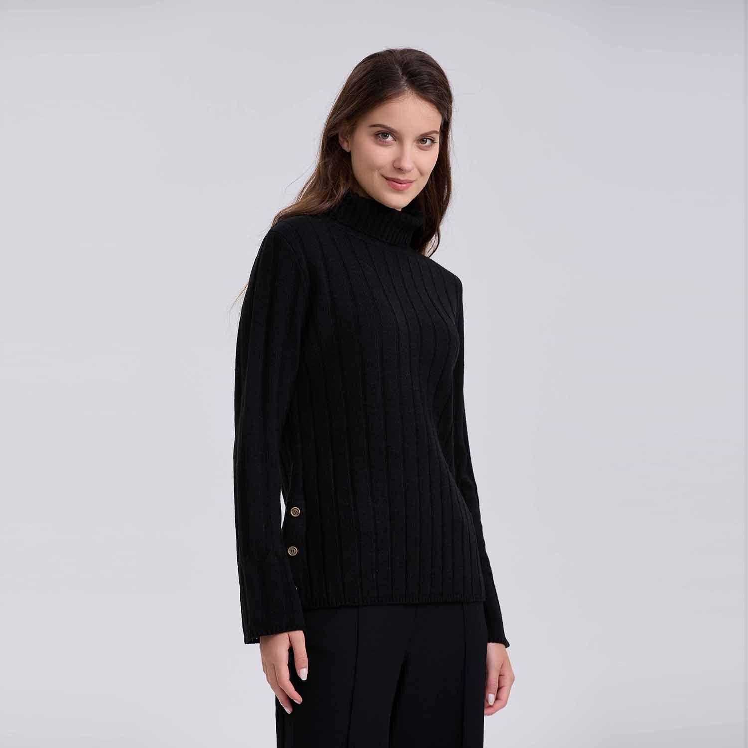 Sweater Mujer Botones Negro-1