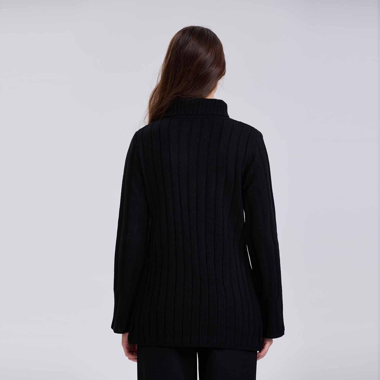 Sweater Mujer Botones Negro-2