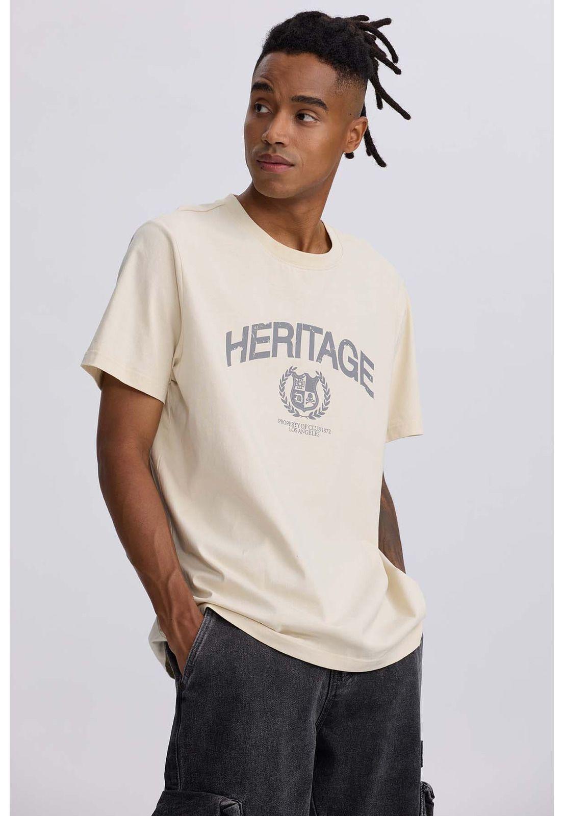 Polera Hombre College Print Cent Beige-1