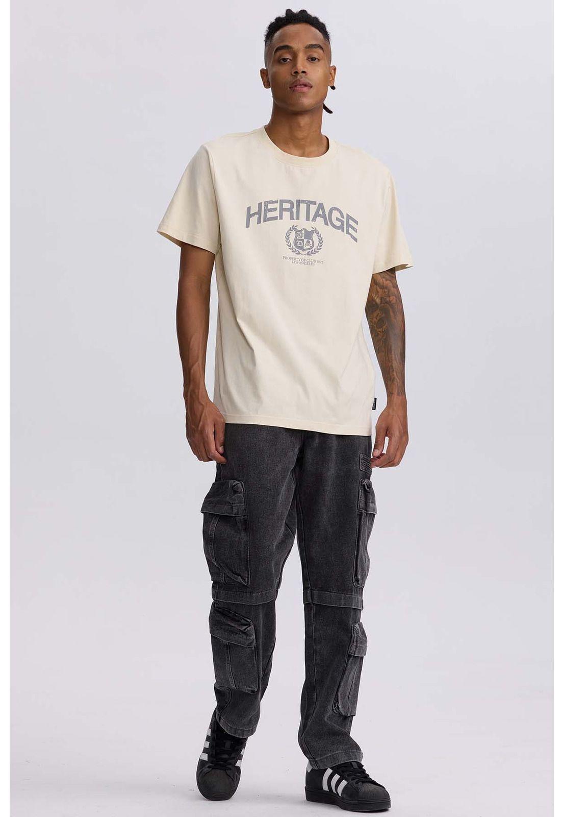 Polera Hombre College Print Cent Beige-3