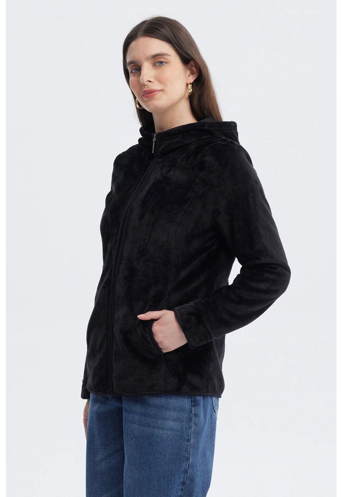 Polar Mujer Básico Plush Con Cierre Negro-1
