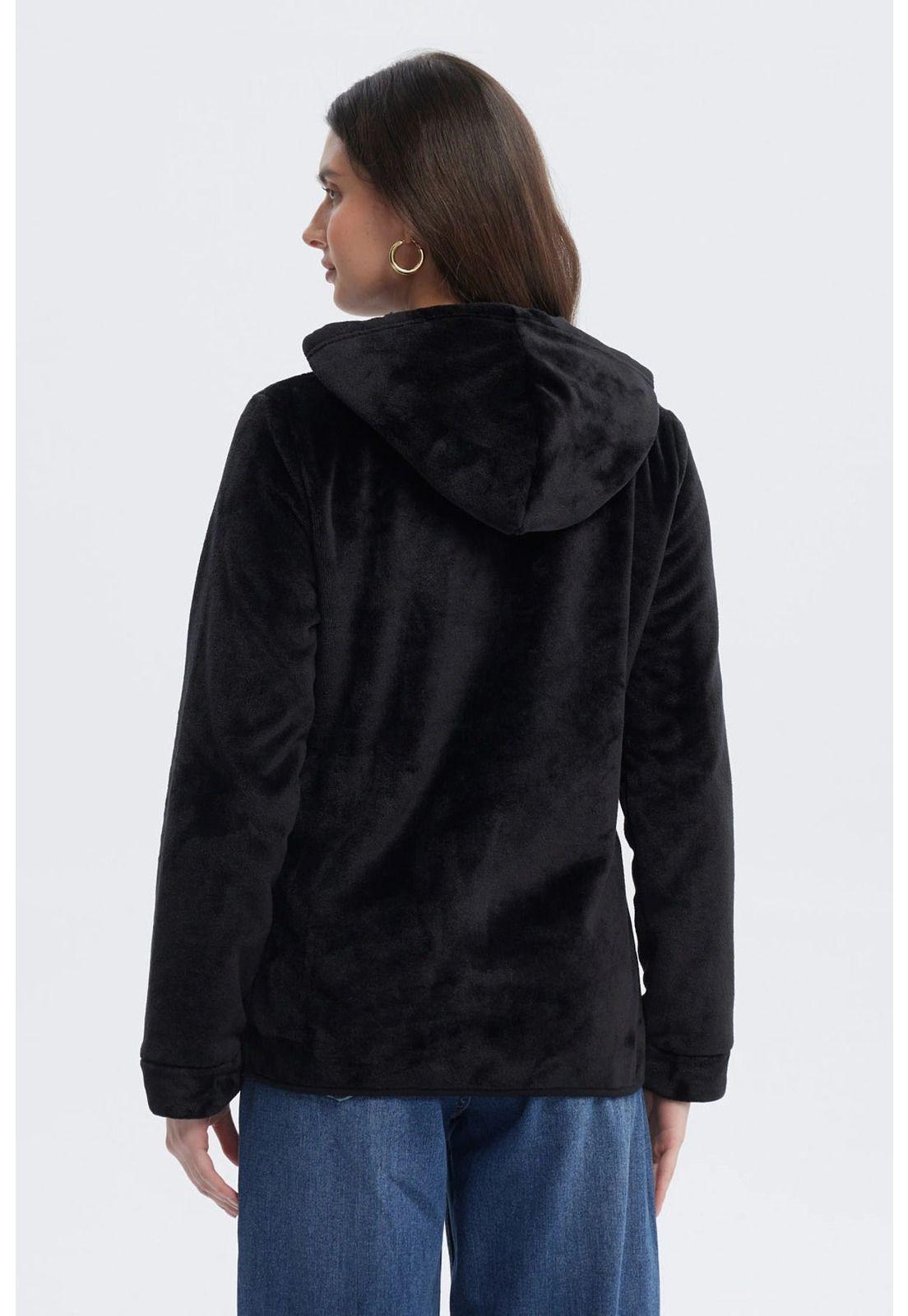Polar Mujer Básico Plush Con Cierre Negro-2