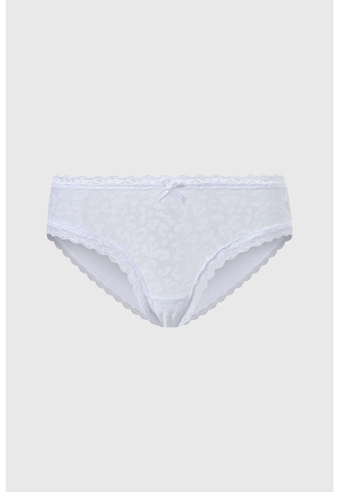 Calzón Mujer Bikini Detalle Encaje Blanco-0