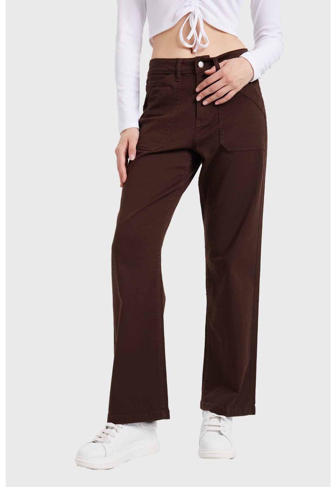 Jeans Mujer Recto Café-0