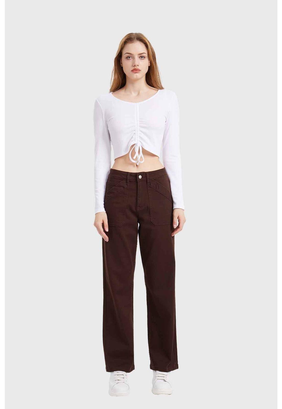 Jeans Mujer Recto Café-2