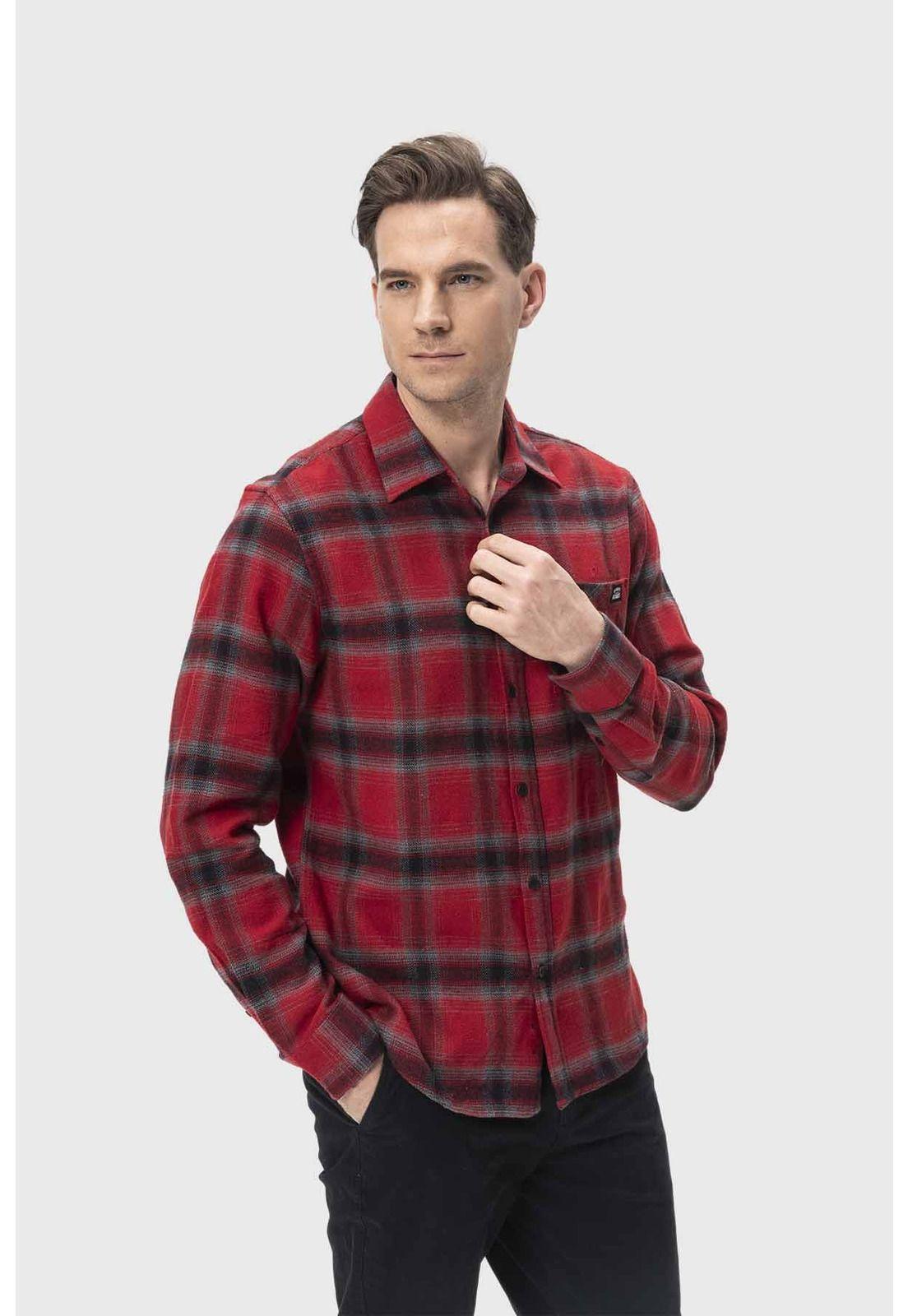 Camisa Hombre Cuadros Rojo V-0