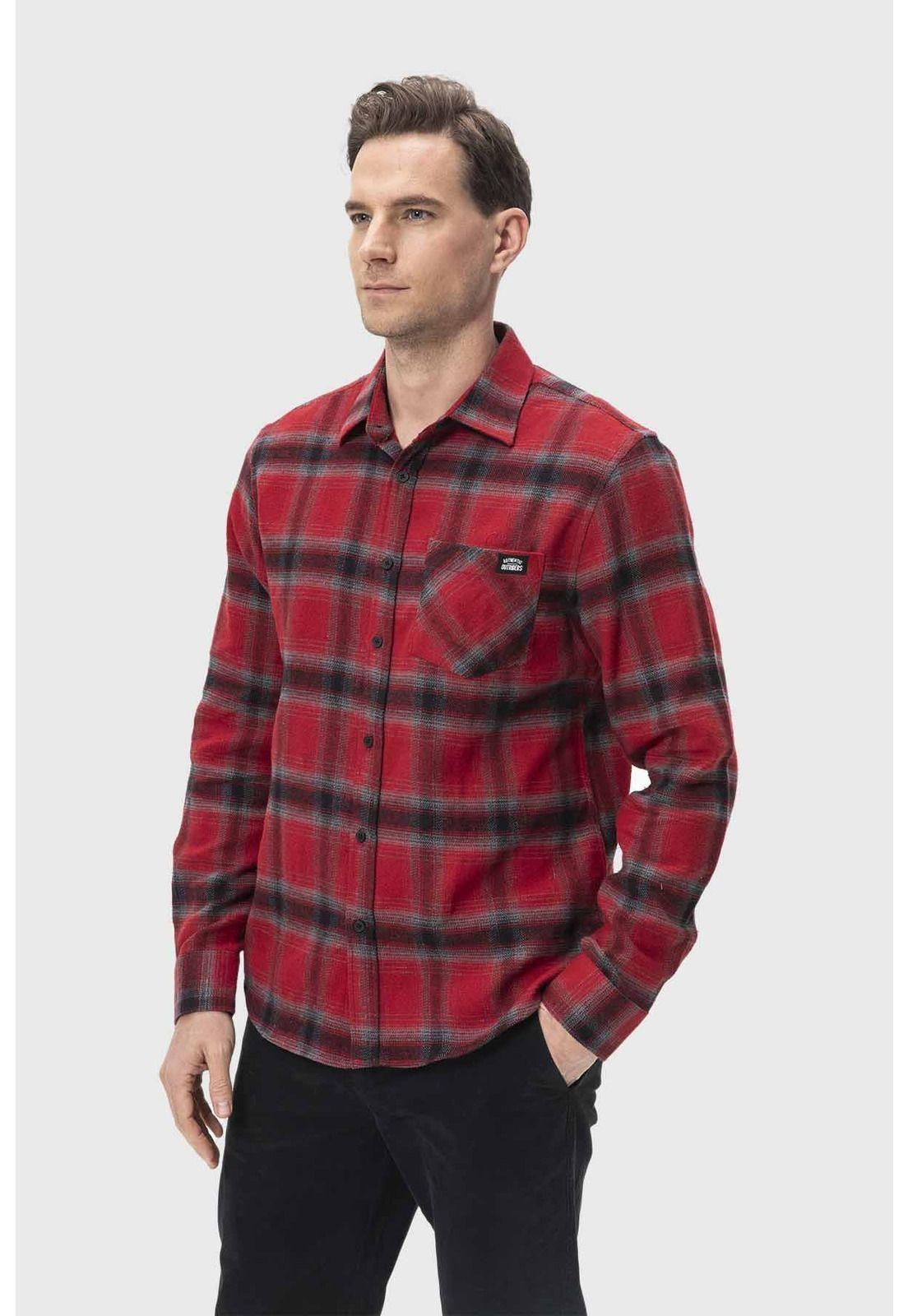 Camisa Hombre Cuadros Rojo V-1