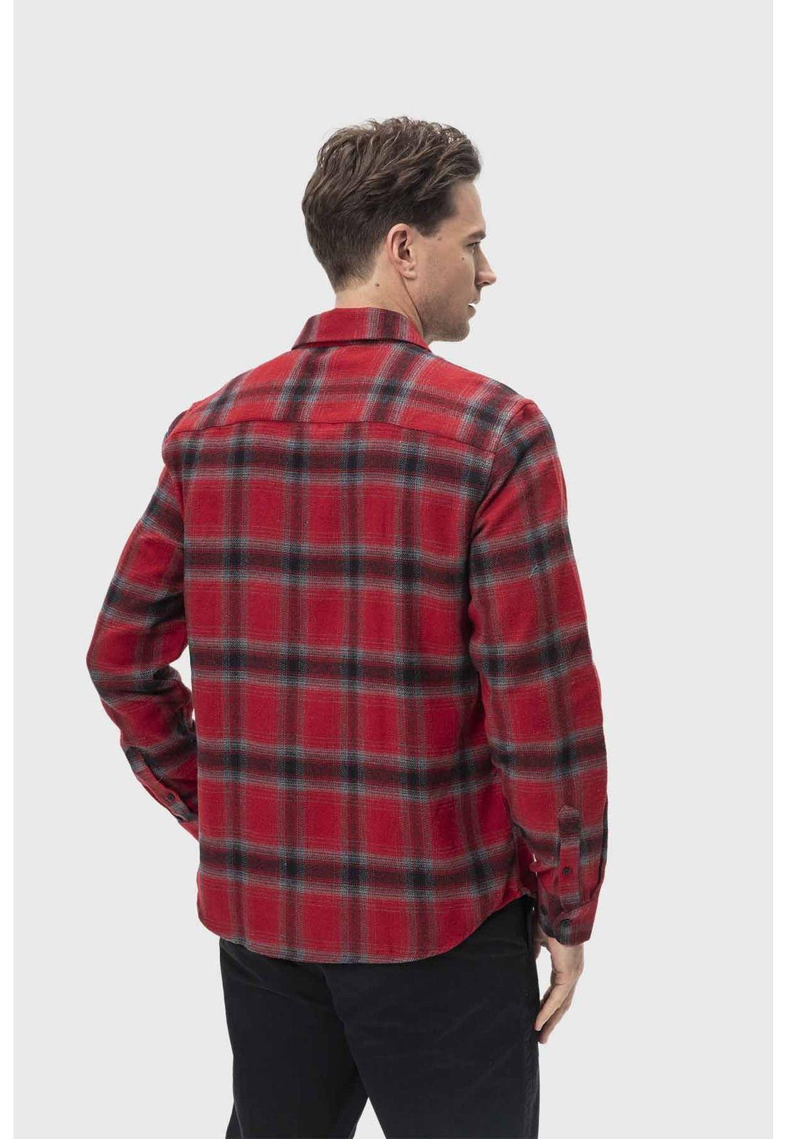 Camisa Hombre Cuadros Rojo V-2