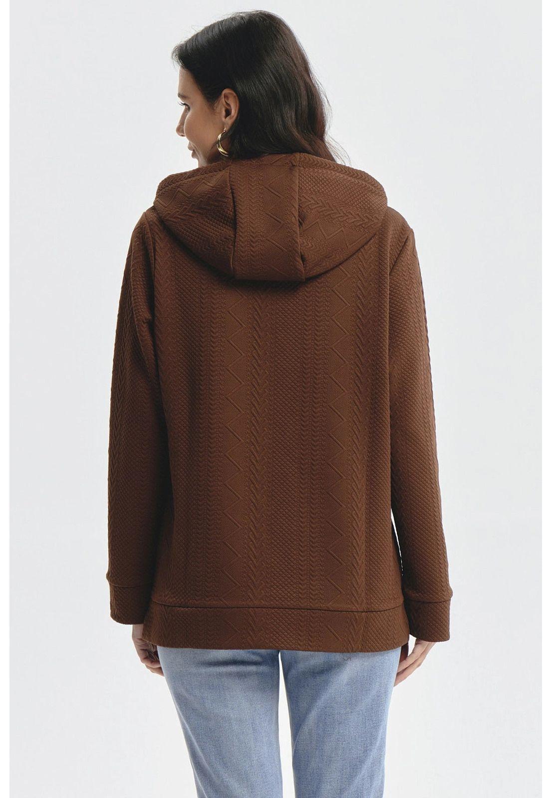 Polerón Mujer Canguro Textura Café-2