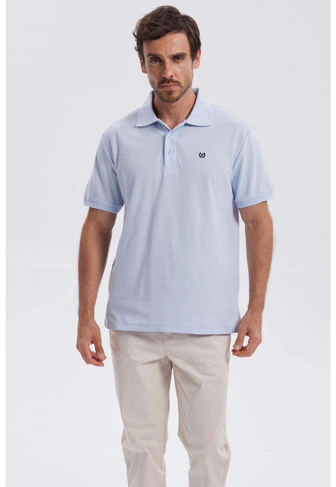 Polera Hombre Piqué Básica Lisa Celeste - lV-0