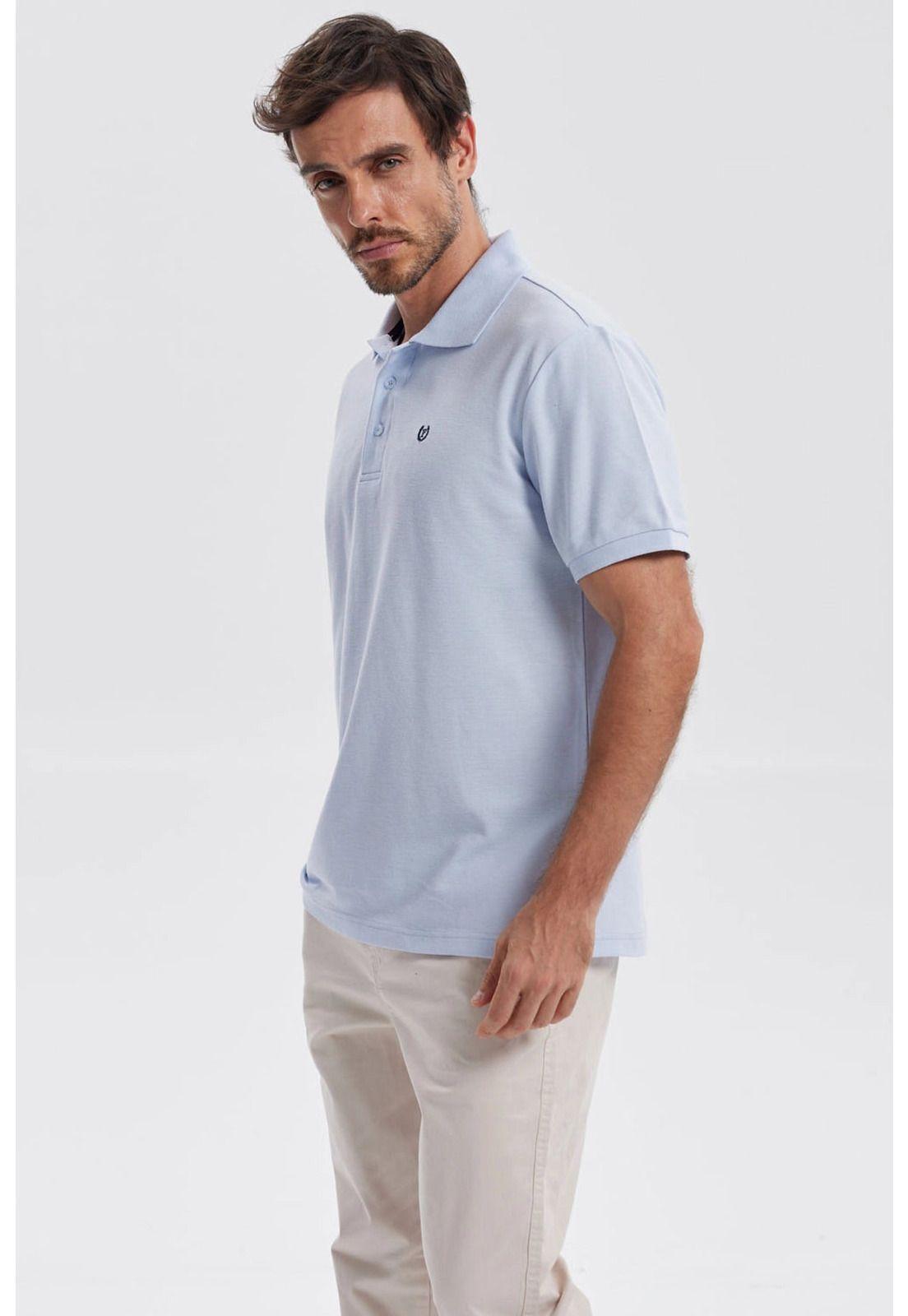 Polera Hombre Piqué Básica Lisa Celeste - lV-1