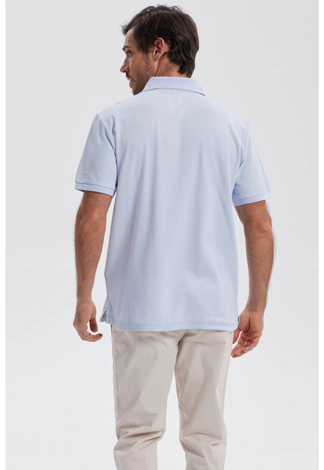 Polera Hombre Piqué Básica Lisa Celeste - lV-2