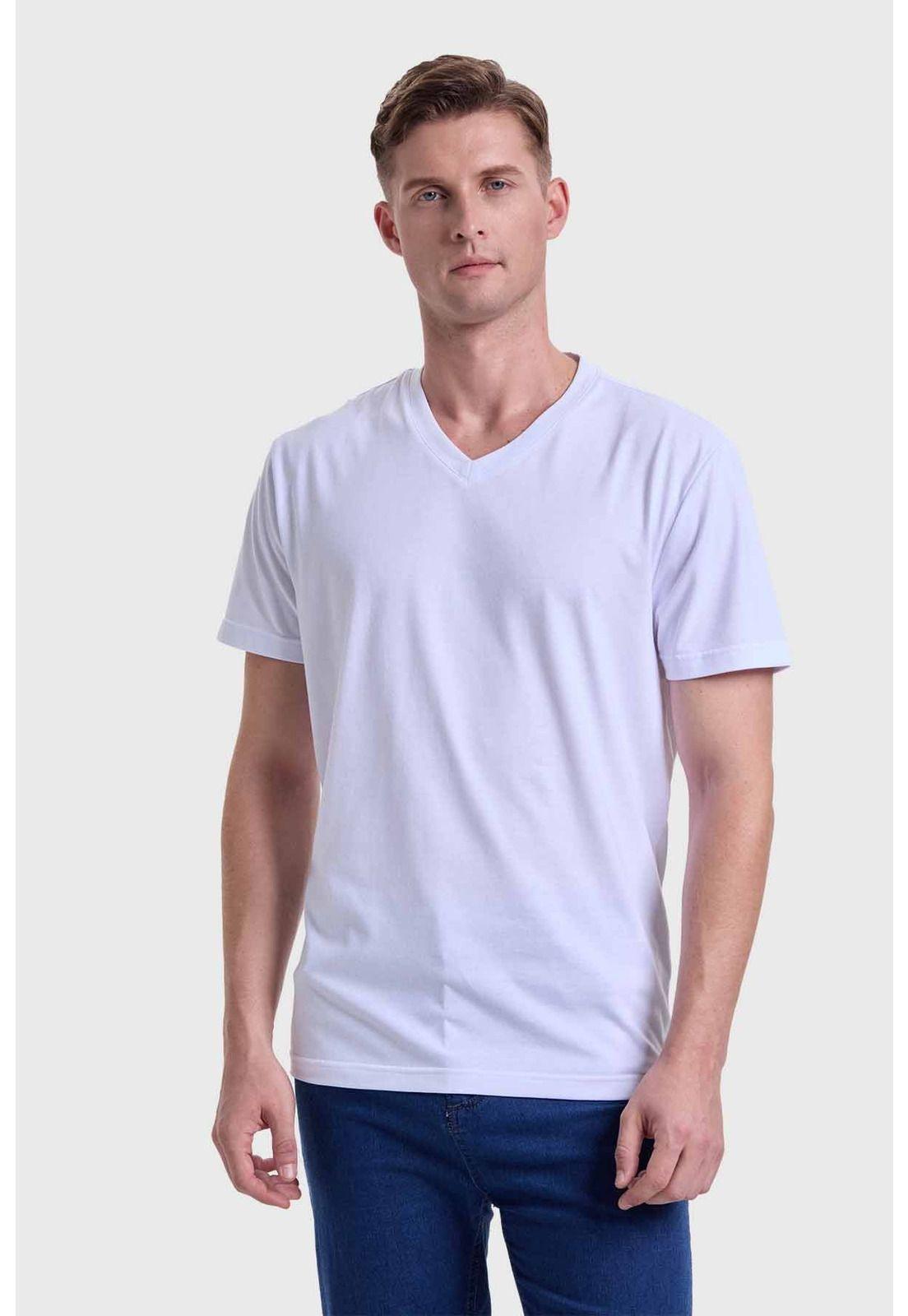 Polera Hombre Cuello V Básica Blanco - ll-0