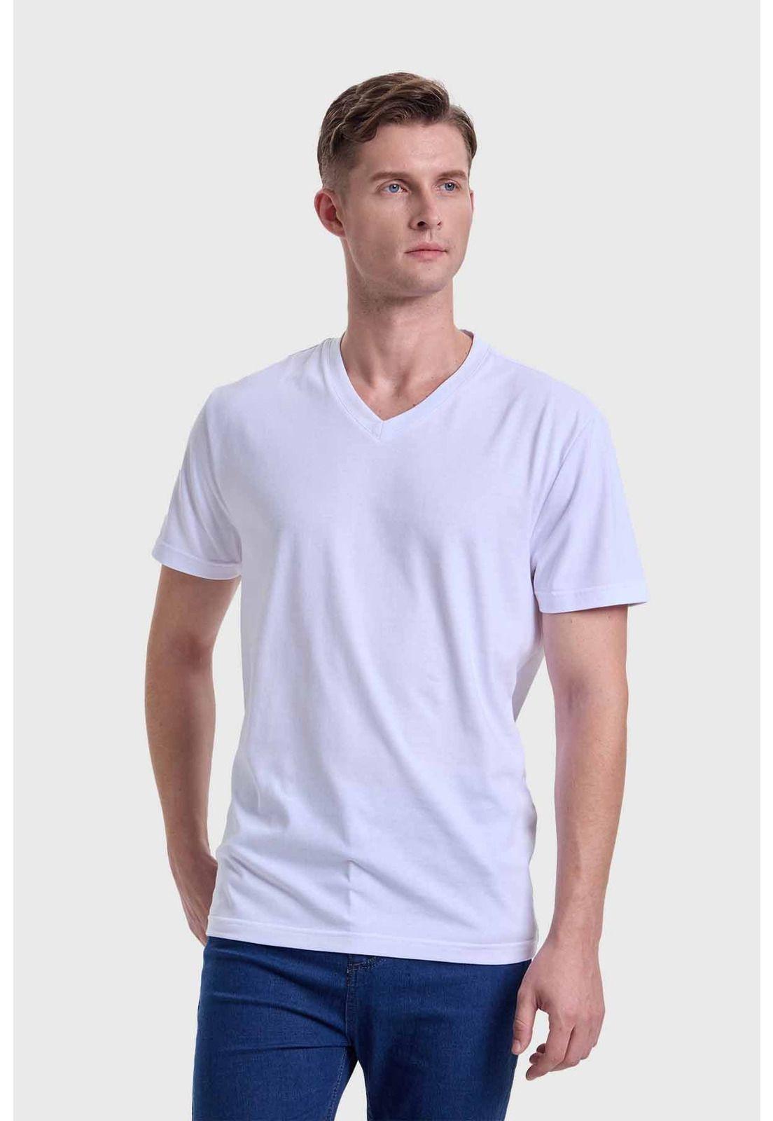 Polera Hombre Cuello V Básica Blanco - ll-1