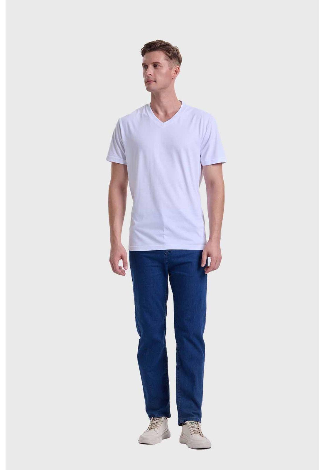 Polera Hombre Cuello V Básica Blanco - ll-3