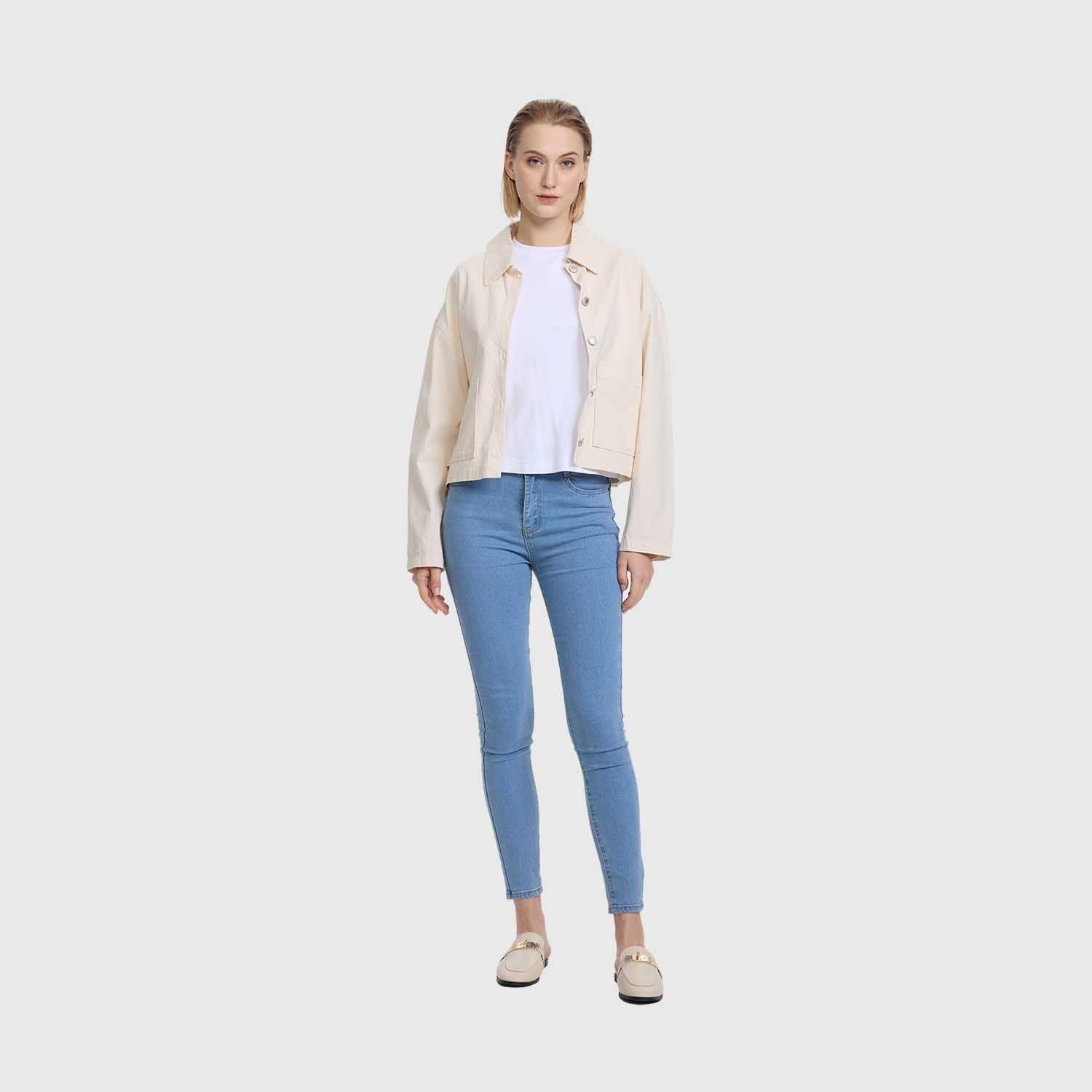 Chaqueta Mujer Abotonada Arena Fashion's Park-3