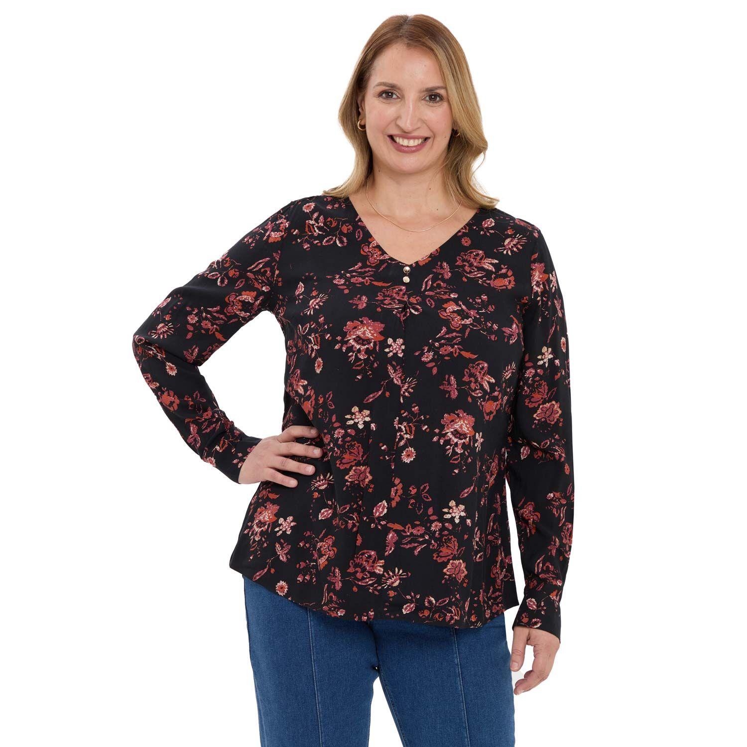 Blusa Mujer Pinza Pliegue Delantero Negro-0