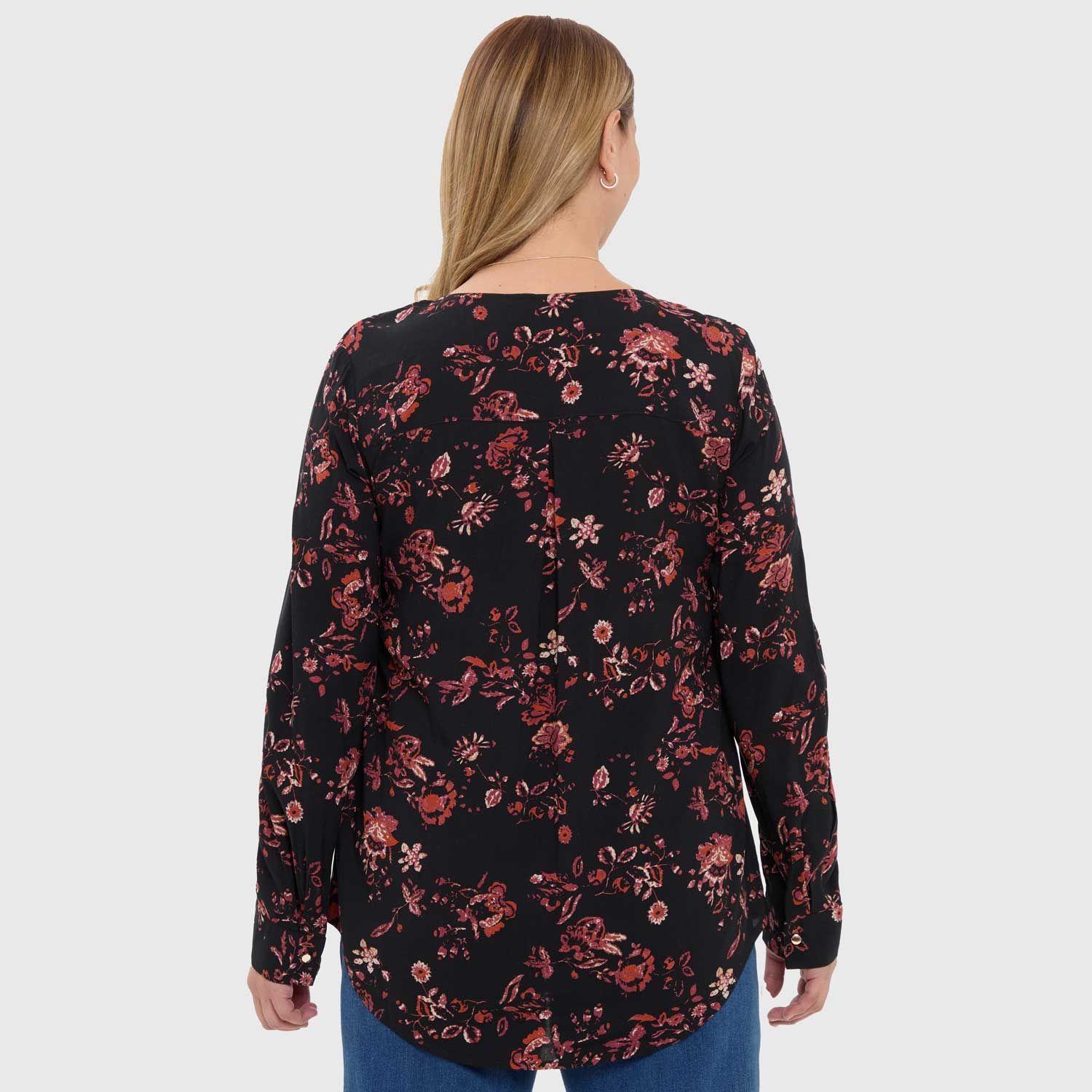 Blusa Mujer Pinza Pliegue Delantero Negro-2